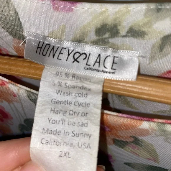 Honey and Lace Cream Floral Sleeveless Maxi Dress, 2XL, Spring, Summer - Picture 8 of 9